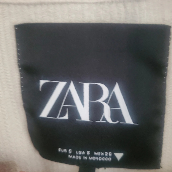 ZARA corduroy distressed cropped cream color loose fit jacket, size small - Picture 6 of 7